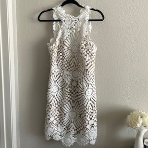 Saylor x Free People White Flower crochet Dress Sz L